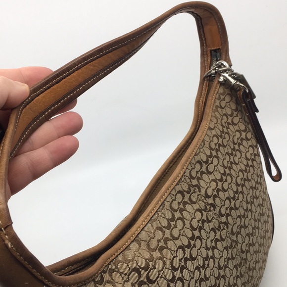 Vintage Coach 6617 Ergo Mini Signature C shoulder bag  tan leather and jacquard - Picture 11 of 17